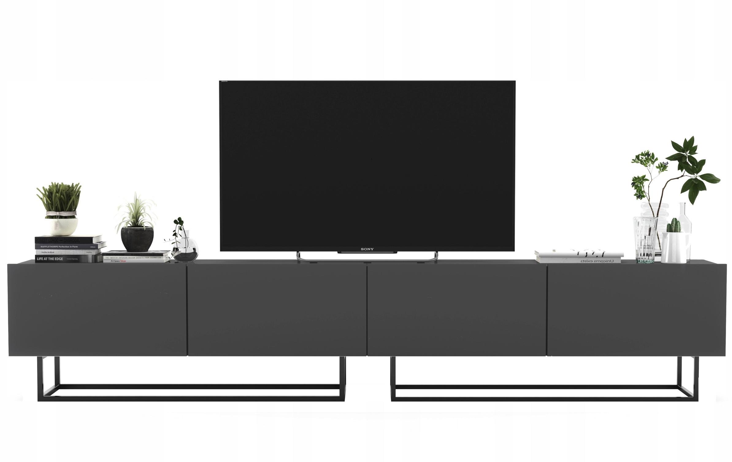 TV-LOWBOARD 2-er Set Enjoy Grau Matt mit Metallrahmen 120 cm - Schwarz/Grau, Holzwerkstoff/Metall (240/46/35cm) - Meble Lindner