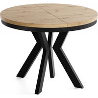 ESSTISCH Savio Neo rund ausziehbar verlängerbar, Eiche Artisan Hellbraun 80-130/80/77 cm - Schwarz/Eiche Artisan, Holz/Holzwerkstoff (80/130/77cm) - WFL GROUP