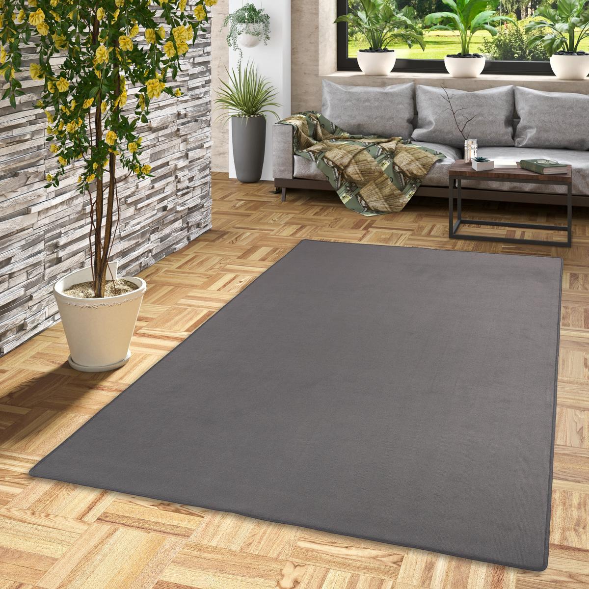 BASIC VELOURS TEPPICH CARLA - Anthrazit, Textil (80/160cm) - Snapstyle