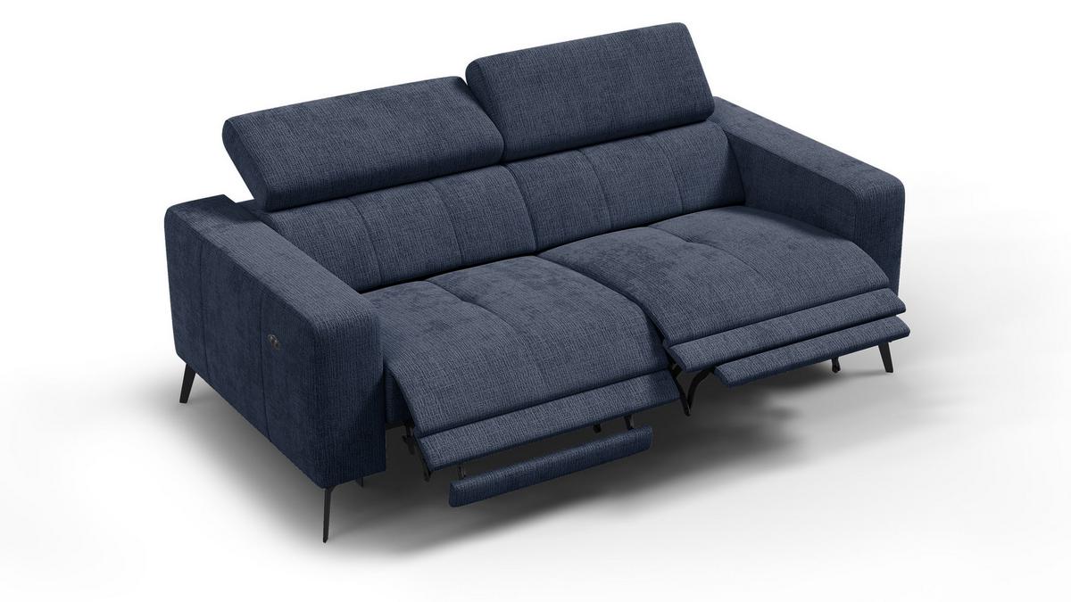 RELAXSOFA MORELLO 3-Sitzer, marineblau, 2 x Relax Zero Gravity - Dunkelblau, Holz/Textil (206/82/103cm) - Wozimo