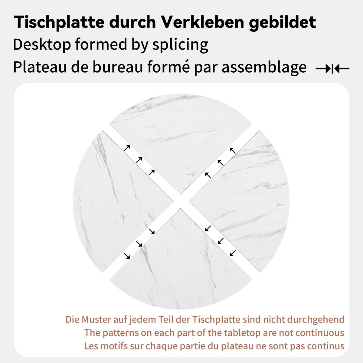 ESSTISCH runder marmor-optik Ø 100 cm mit X-metallgestell - Schwarz, Holzwerkstoff (100/100/75cm) - Urban Meuble