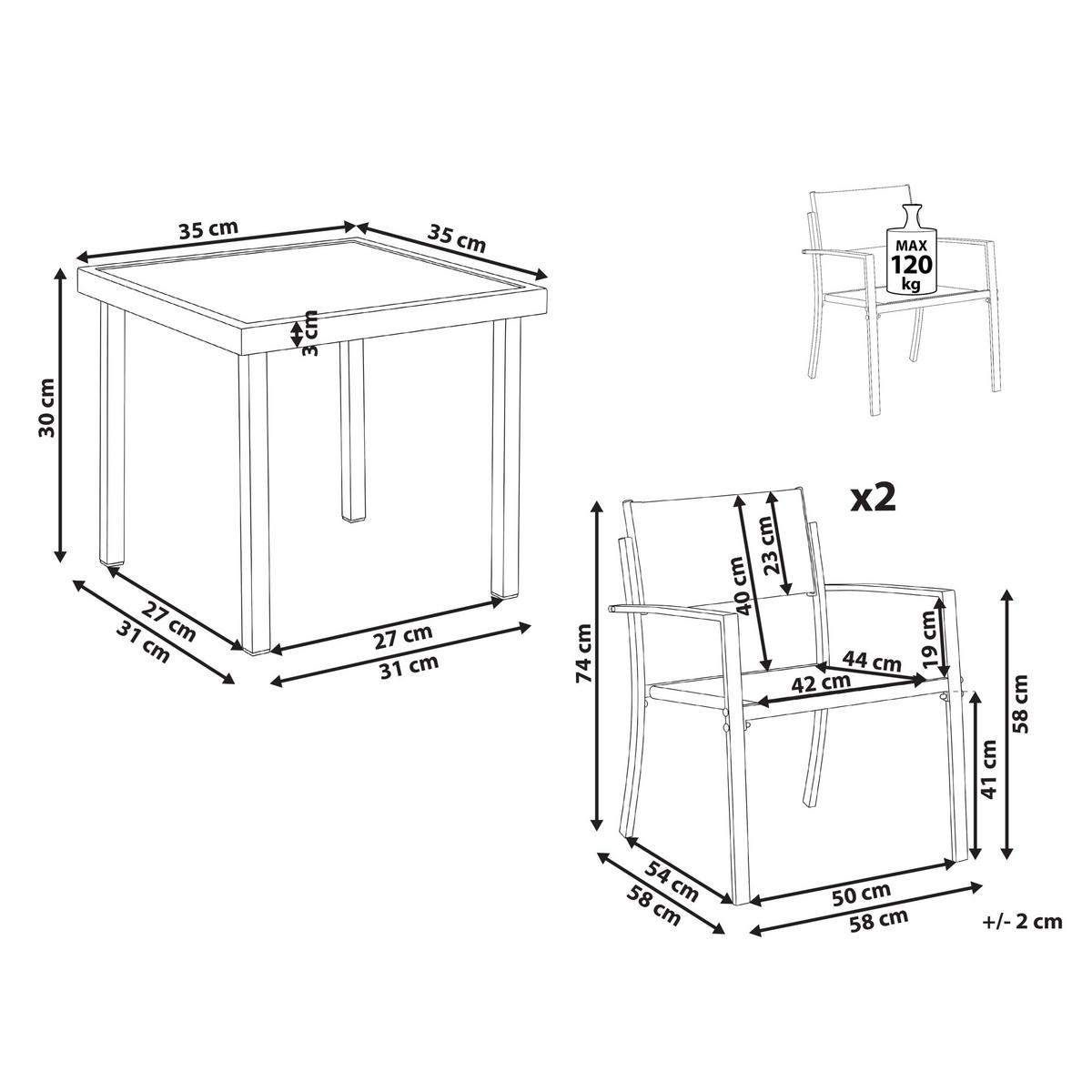 BISTRO-SET Metall Dunkelgrau Tavoleto - Dunkelgrau, Metall - Beliani