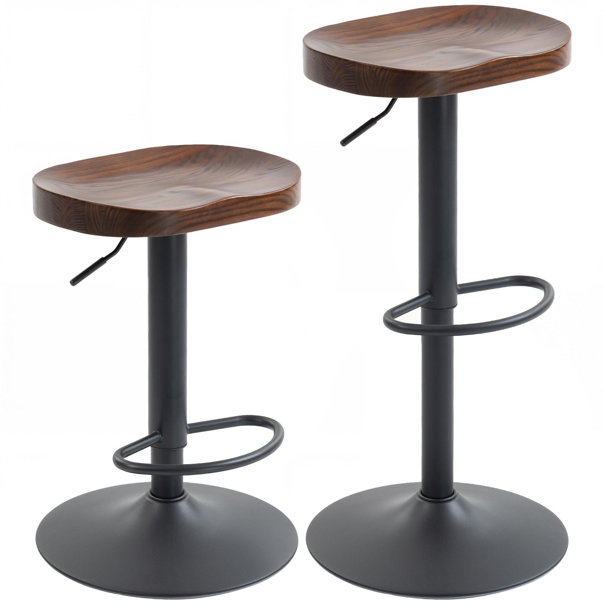 BARHOCKER 2er Set Ulmenholz Metall Dunkelbraun - Dunkelbraun/Schwarz, Holz/Metall (41.5/82/41.5cm) - HOMCOM