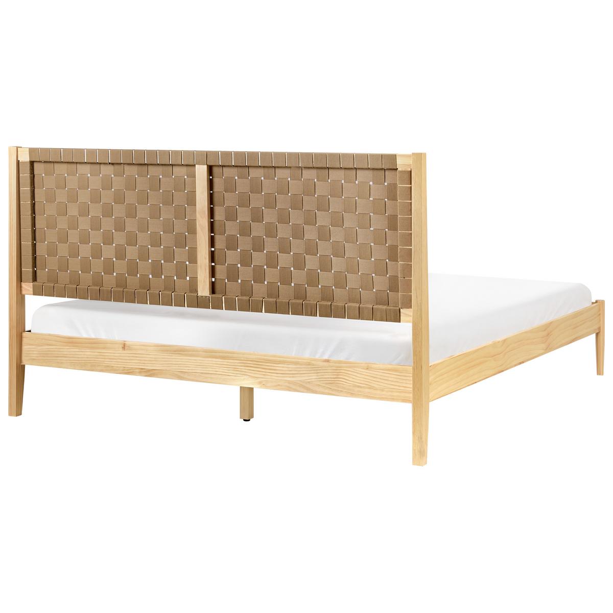 BETT mit Lattenrost 180/200 cm Hellbraun Brunemont - Hellbraun, Holz (180/200cm) - Beliani