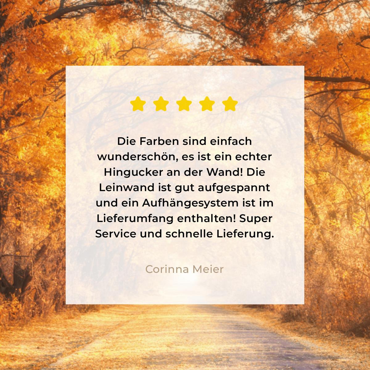 LEINWANDBILD Wald - Herbst - Bäume - Waldweg - Natur Wandbilder 80x60 cm - Bernsteinfarben, Textil (80/60cm) - MuchoWow