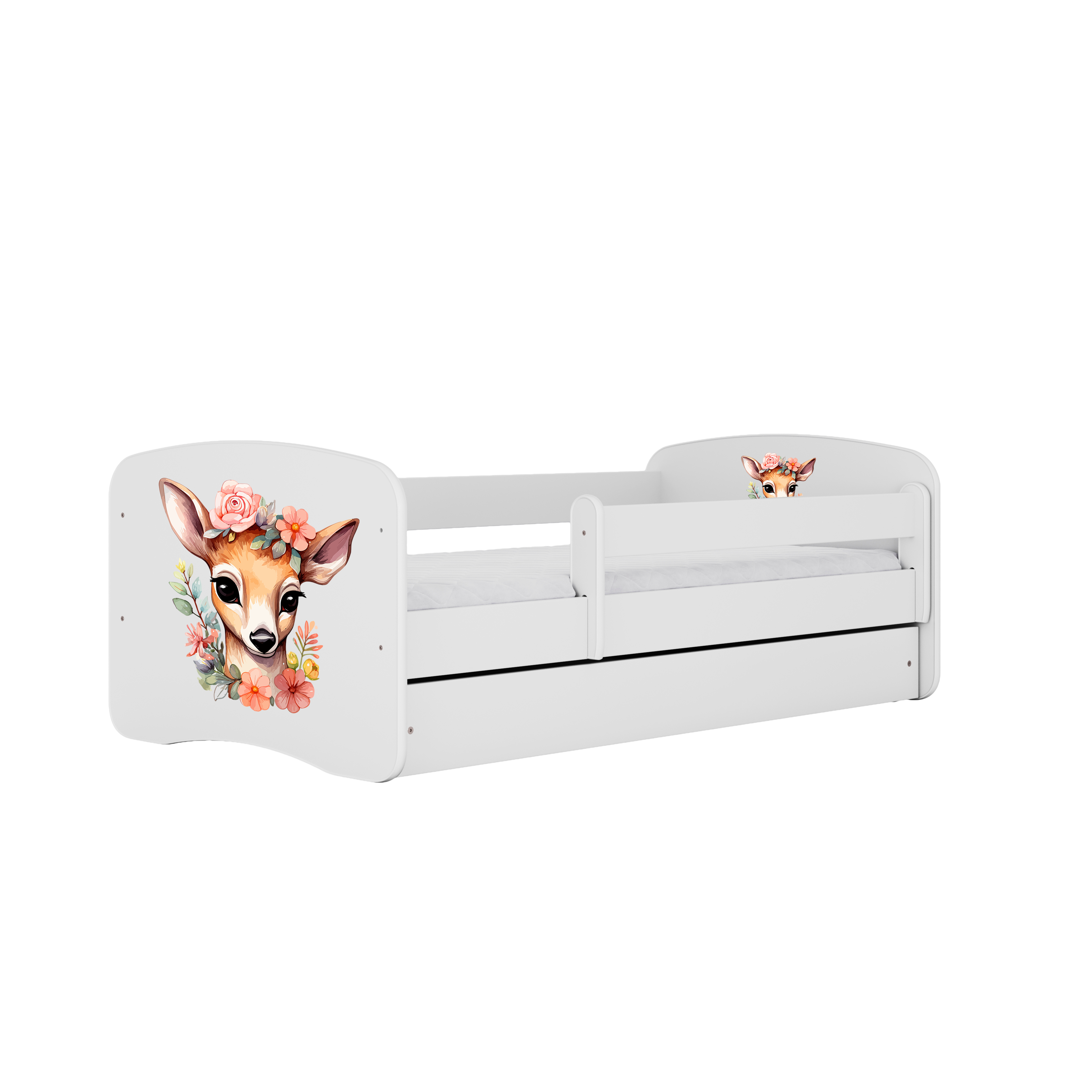 KINDERBETT Bambi mit Schublade 140/70 80/61/144 - Weiß, Holzwerkstoff (70/140cm) - RAUMHIRSCH FURNITURE
