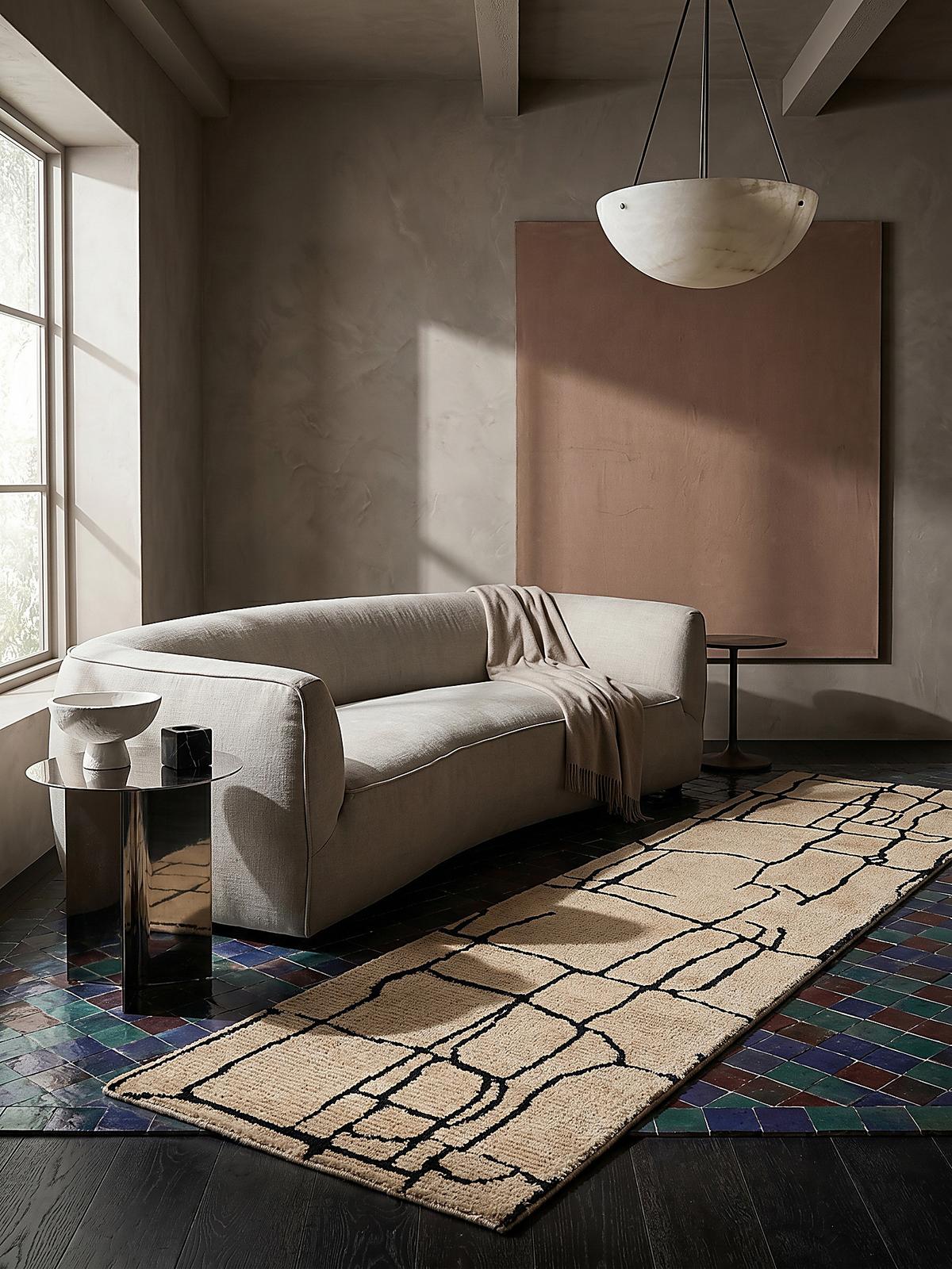 TEPPICH ARLEN, abstrakt, Creme-Schwarz, 80 x 300 cm - Beige, Textil (300/80cm) - KADIMA DESIGN