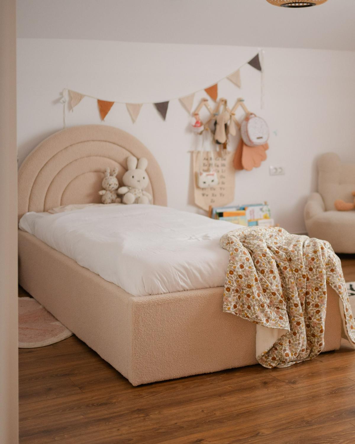 KINDERBETT mit Stauraum 90x200 cm Beige Anet - Beige, Textil (90/200cm) - Beliani