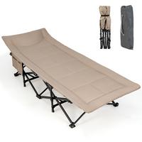 CAMPINGLIEGE Klappbare Khaki - Braun, Metall - COSTWAY