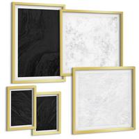 BILDER SET 5er Set - 50x50 cm & 20x30 cm & 40x60 cm Goldrahmen - Dunkles Licht, glamouröse Marmor - Goldfarben, Kunststoff (40/60cm) - TULUP