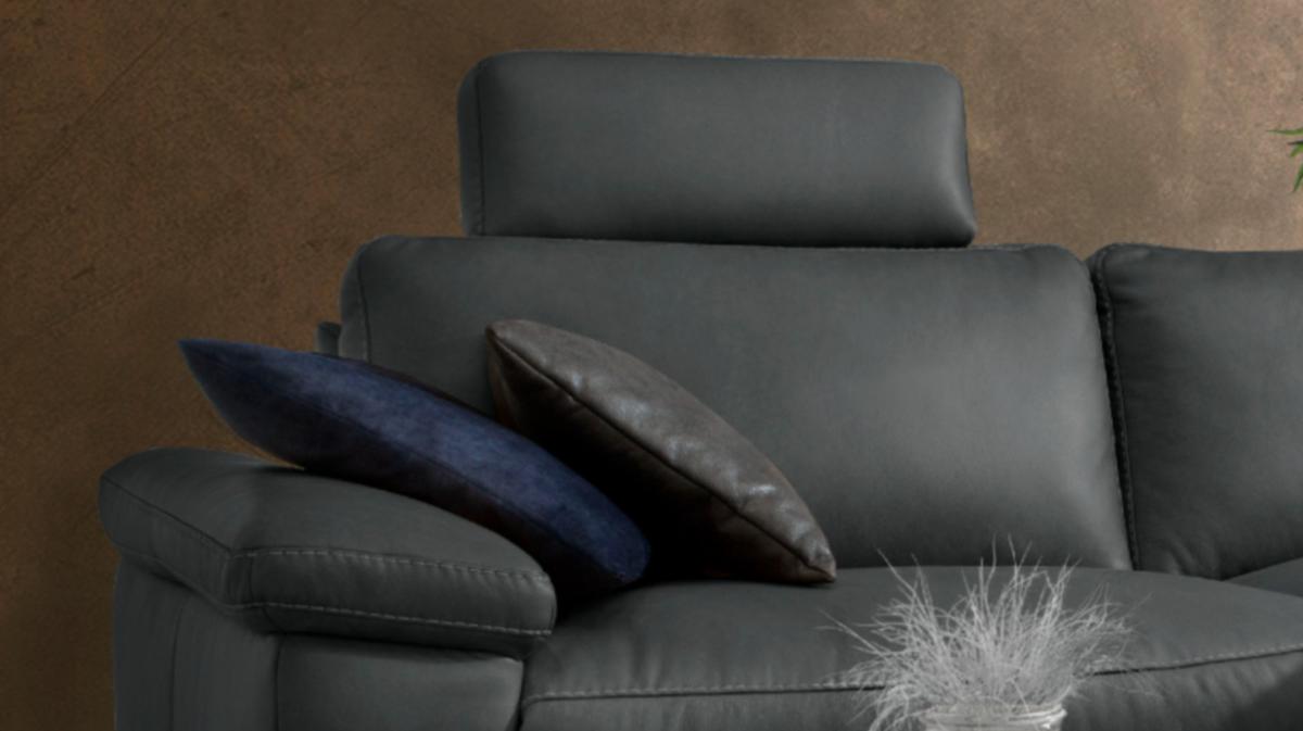 ECKSOFA MOTORISCHER RELAXFUNKTION LOLA Schwarz Leder Relaxfunktion - Schwarz, Leder (233/178cm) - KAWOLA