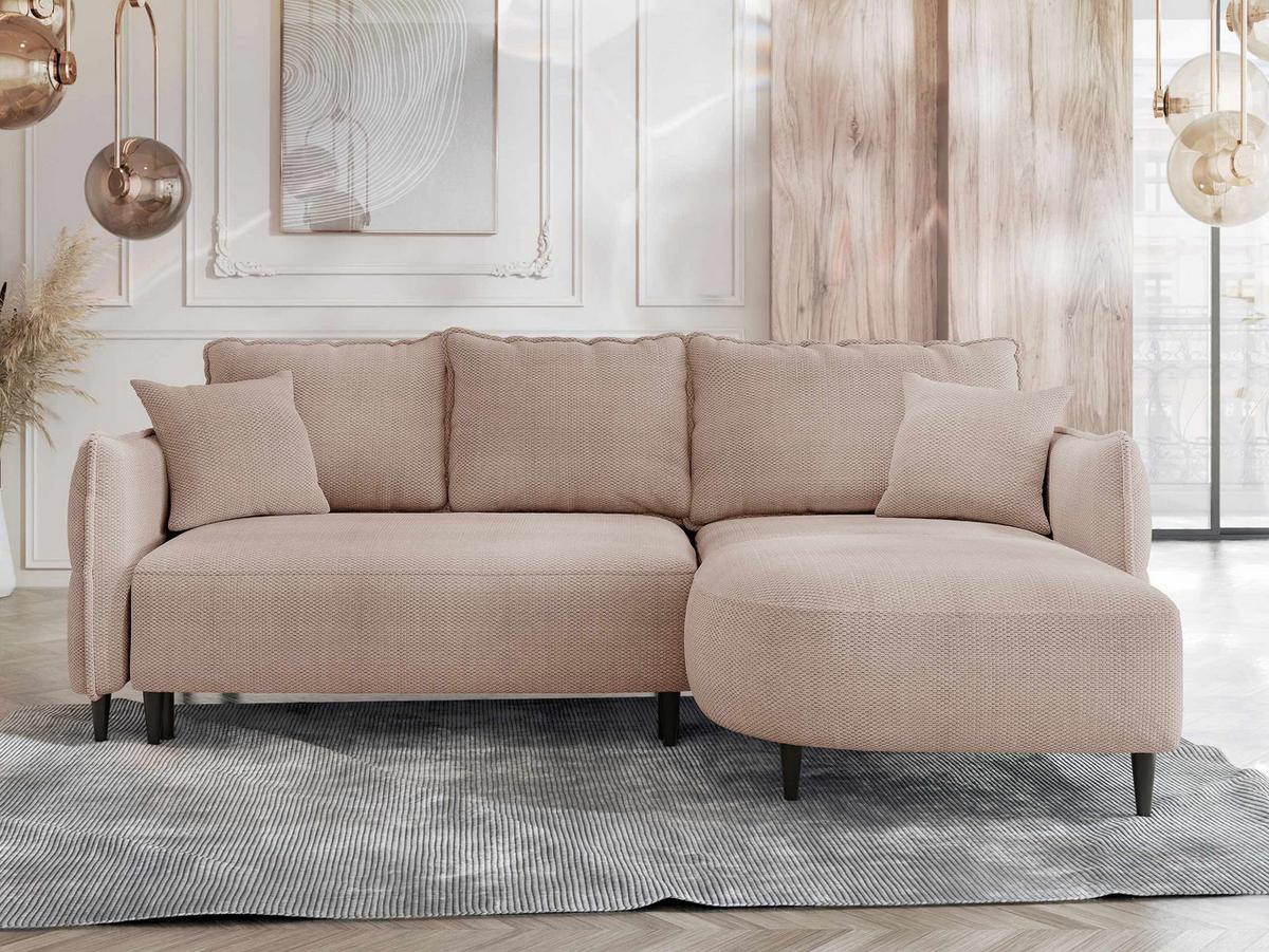 ECKSOFA Sycylia, Seite: Rechts - Beige/Schwarz, Holz/Textil (165/244cm) - MIRJAN24