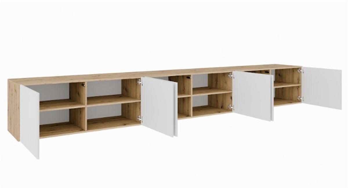 LOWBOARD VAREN 300/41/40 cm, Hängender TV-Schrank Eiche Artisan - Weiß/Eiche Artisan, Holzwerkstoff (300/41/40cm) - MASSENO