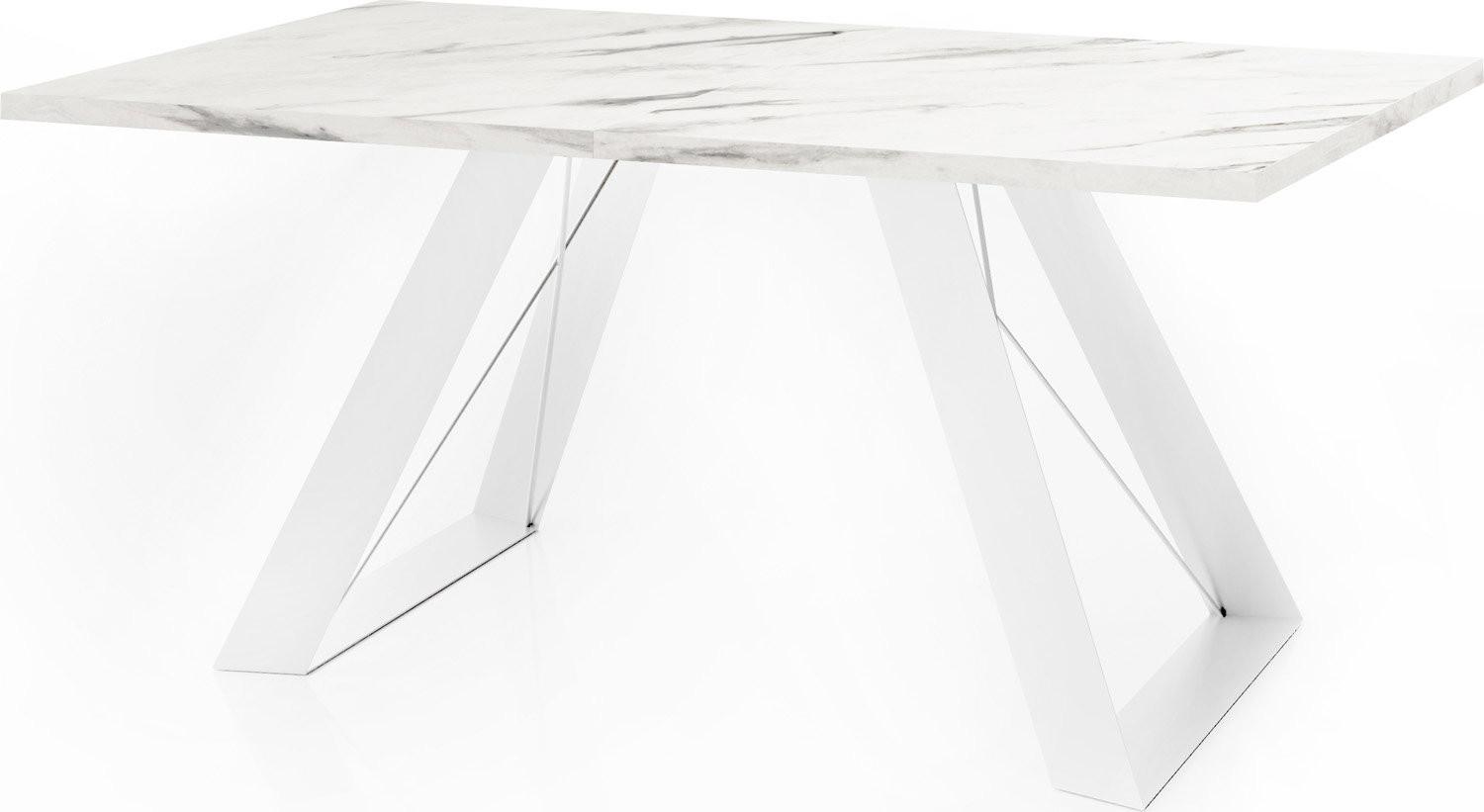 ESSTISCH Colter Weiß rechteckig ausziehbar, Marmor Weiß 140-240/80/76 cm - Ecru/Weiß, Holzwerkstoff/Metall (80/240/76cm) - WFL GROUP