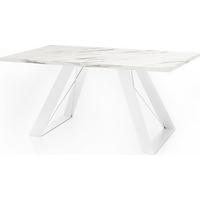 ESSTISCH Colter Weiß rechteckig ausziehbar, Marmor Weiß 140-240/80/76 cm - Ecru/Weiß, Holzwerkstoff/Metall (80/240/76cm) - WFL GROUP