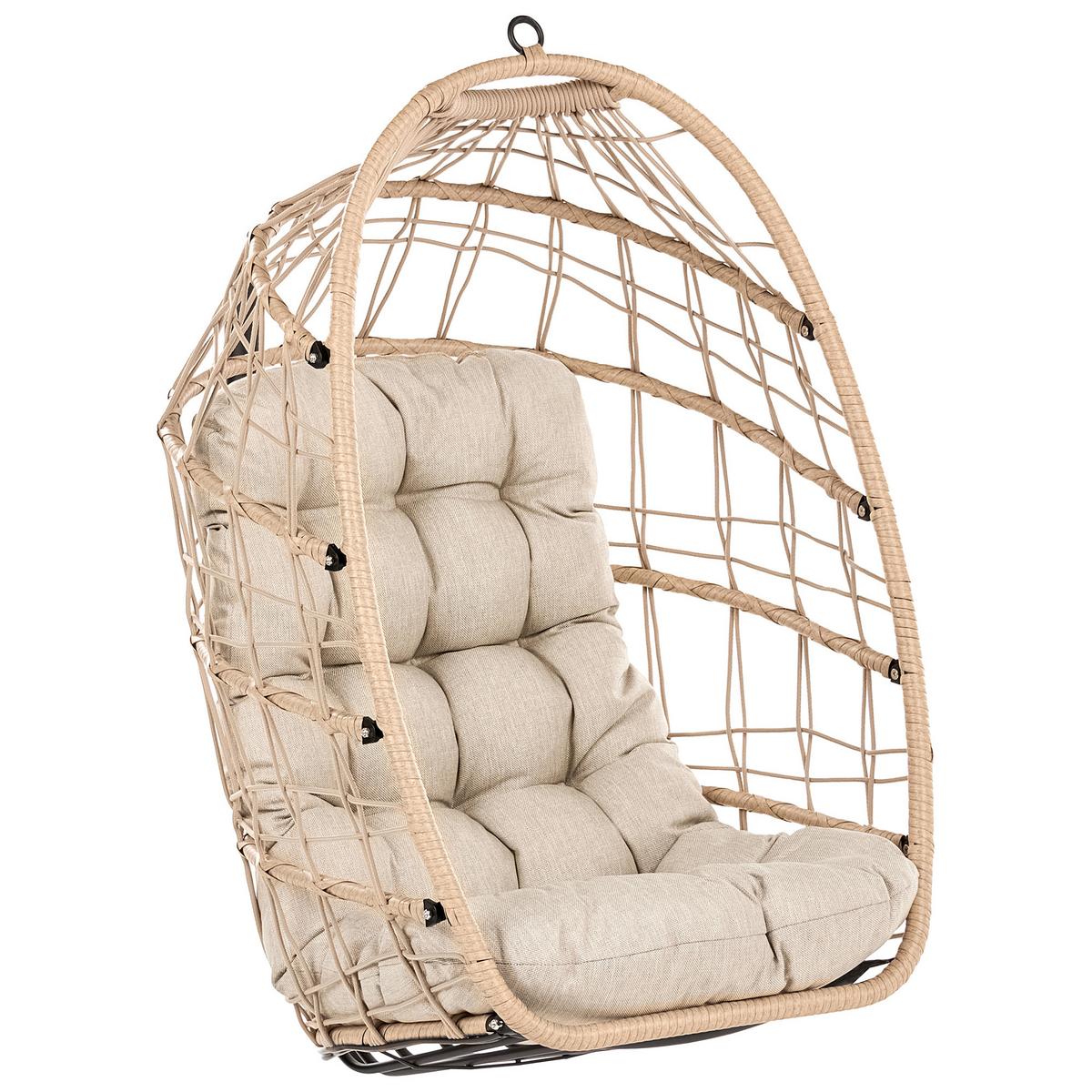 HÄNGESESSEL mit Gestell Metall Naturfarben Mornese - Beige/Schwarz, Textil (102/195/104cm) - Beliani