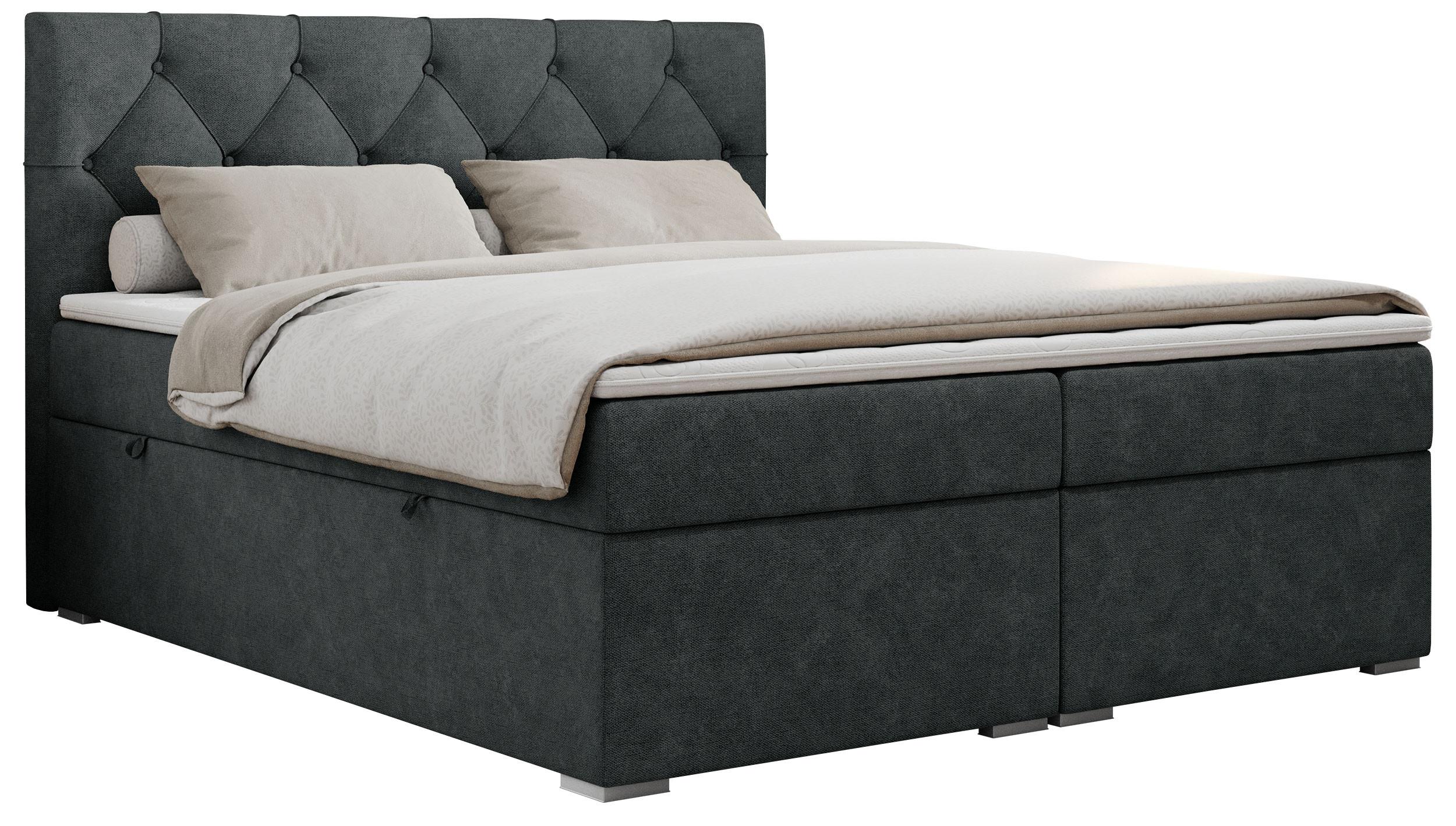 BOXBETT ALDA 140/200 Dunkelgrau Struktur - H4 - Dunkelgrau, Holz/Textil (140/200cm) - MKS