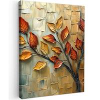 LEINWANDBILD Baum - Abstrakt - Natur - Kunst Room Decor 30x40 cm - Goldfarben, Textil (30/40cm) - MuchoWow