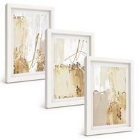 BILDER SET 3er Set - 20x30 cm Weißer Rahmen - Abstrakte Muster beige weiß - Weiß, Kunststoff (20/30cm) - TULUP