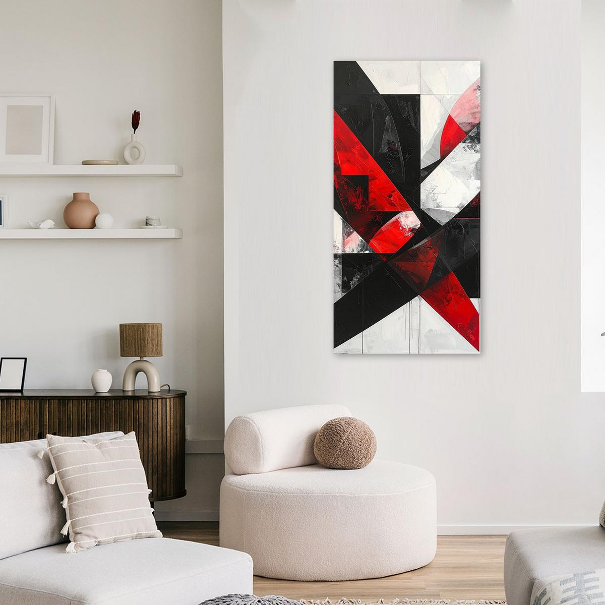LEINWANDBILD 3D und geometrisch 40x80cm - Rot, Textil (40/80cm) - Feeby