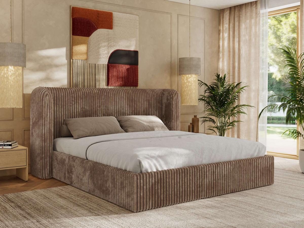POLSTERBETT EMORA CLASSIC 140/200 - Braun Cord - Multipocket-Matratze - Braun, Textil (140/200cm) - MKS