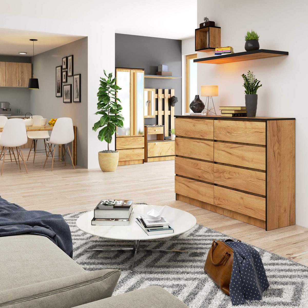 KOMMODE Eiche Craft 99/138/40 - Eiche San Remo, Holzwerkstoff (138/99/40cm) - RAUMHIRSCH FURNITURE