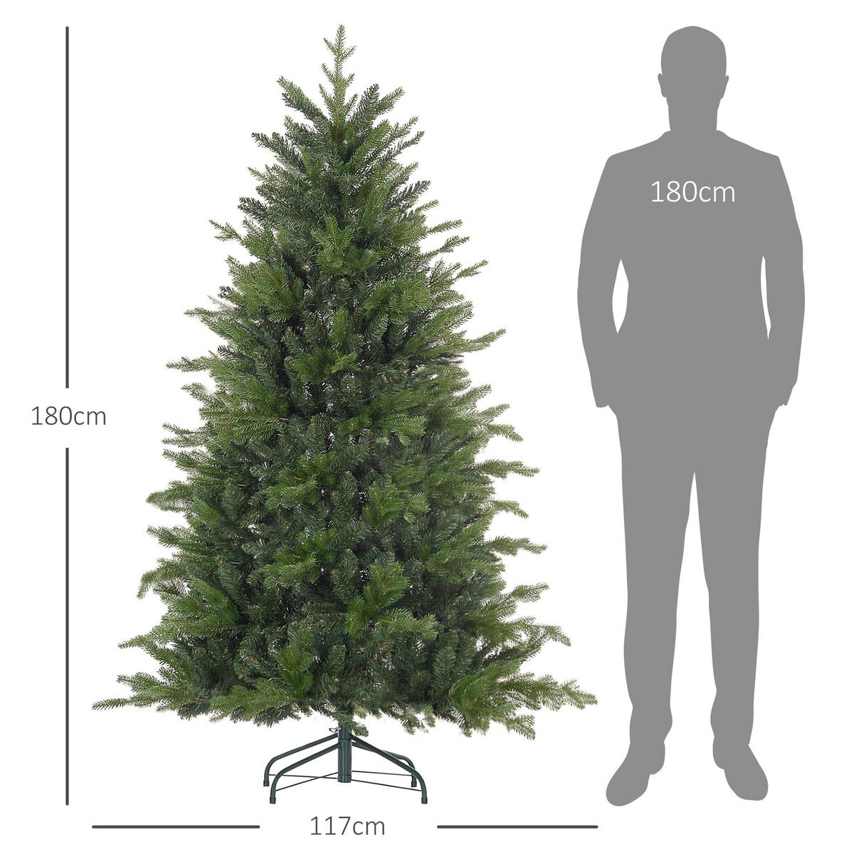 KÜNSTLICHER-WEIHNACHTSBAUM Kunststoff Metall Grün - Grün, Kunststoff (180cm) - HOMCOM