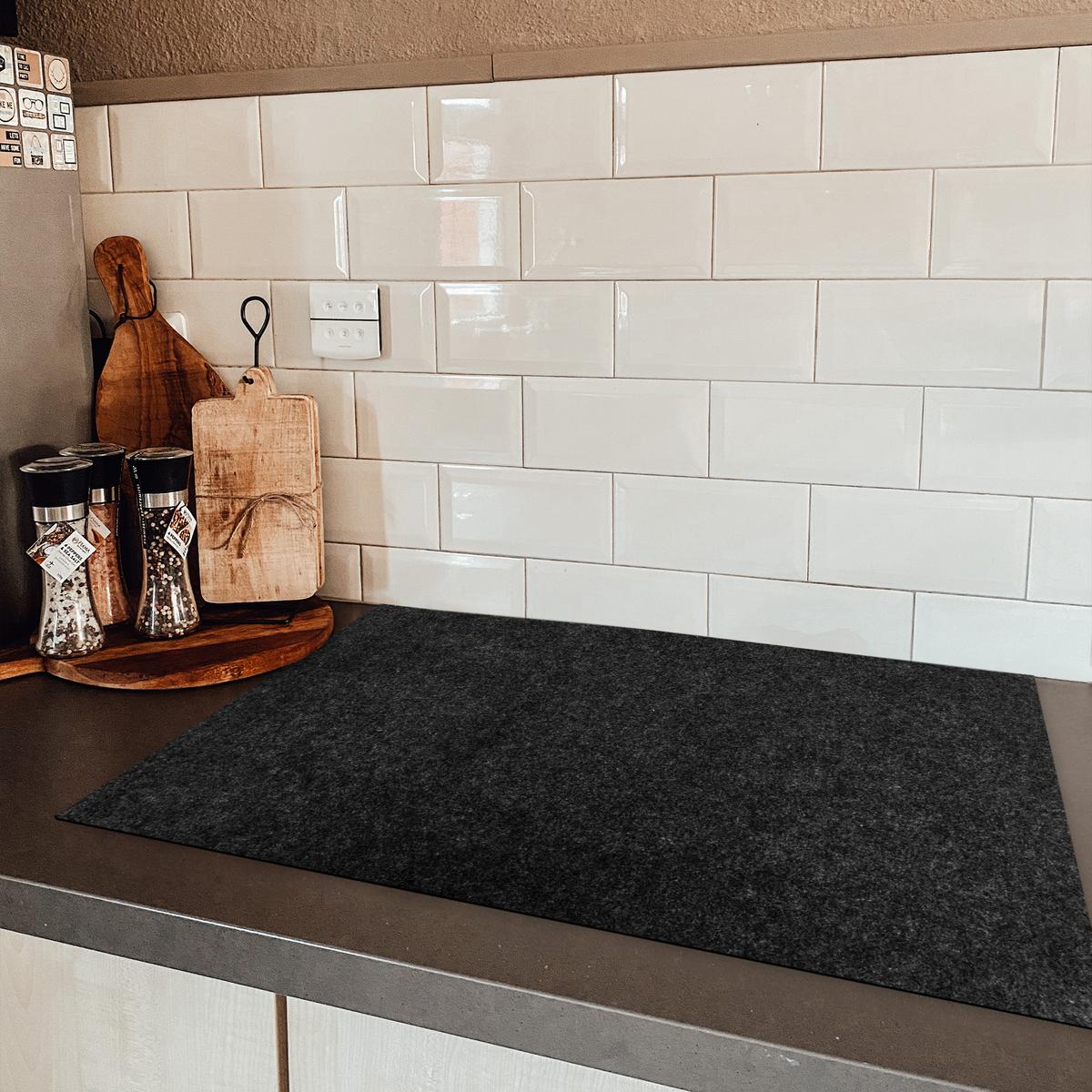 HERDABDECKPLATTE Granit - Schwarz - Granitstruktur - Dunkel Induktionsmatte 77x51 cm - Schwarz, Kunststoff (77/51/0.2cm) - MuchoWow