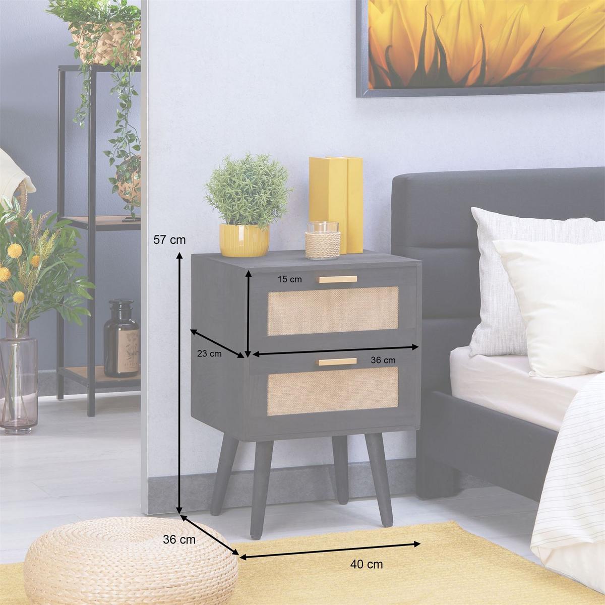 NACHTTISCH WAMAN schwarz - Schwarz, Holz (40/57/36cm) - CARO-Möbel
