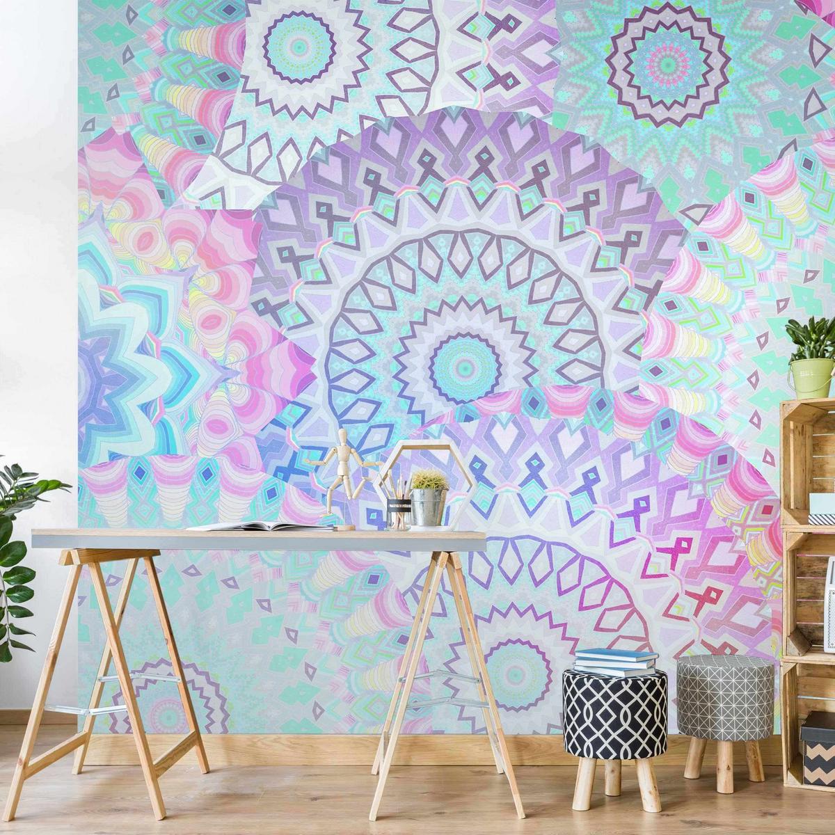 FOTOTAPETE Sommerträume Mandalas 192/192 cm - Multicolor, Papier (192/192cm) - Bilderwelten
