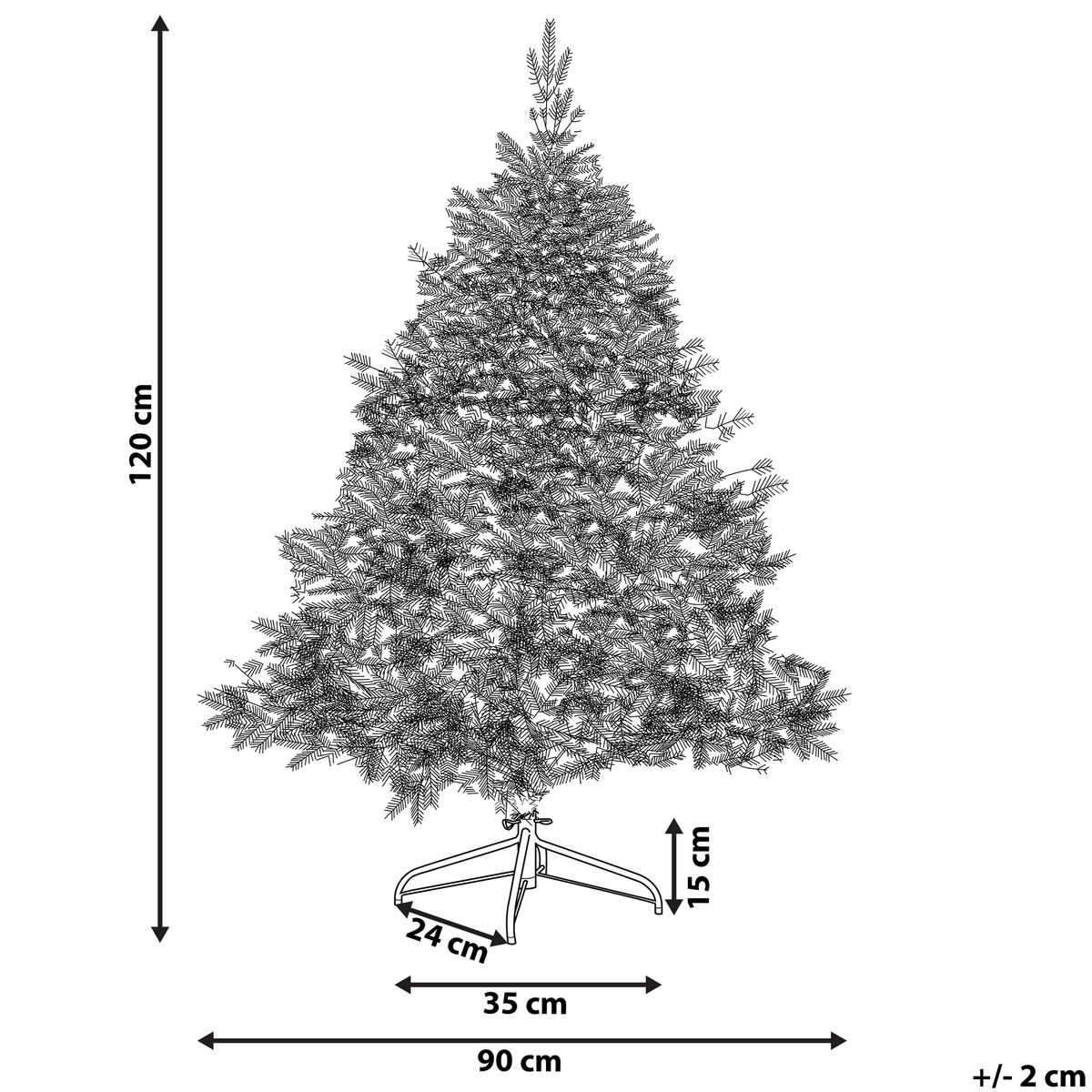 WEIHNACHTSBAUM 120 cm Weiß Tomichi - Weiß, Kunststoff (120cm) - Beliani