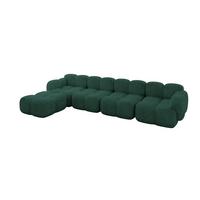 ECKSOFA modulares Sofa Links Miko-L3 390x205x75 Grün Velours - Schwarz/Grün, Holzwerkstoff/Kunststoff (390/205cm) - ALTDECOR