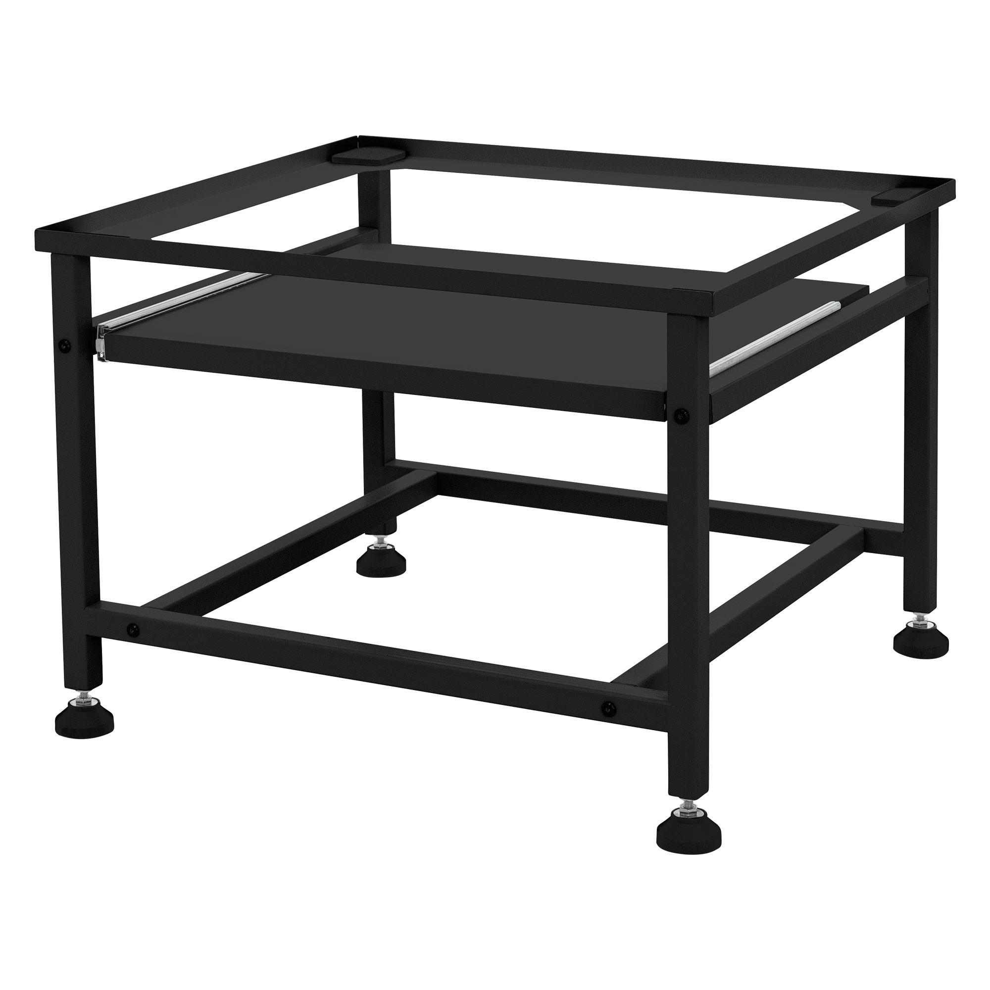 WASCHMASCHINEN UNTERGESTELL mit Ablage ausziehbar Schwarz 62,5x50,1x40,5 cm - Schwarz, Metall (50.1/40.5/62.5cm) - ML-DESIGN