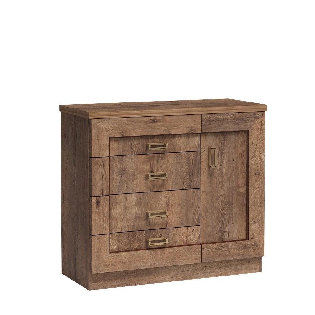 KOMMODE UDINE 100/90/40cm mit 4 Schubladen 1 Türen Bronzefarben - Bronzefarben, Holzwerkstoff (100/90/40cm) - MASSENO