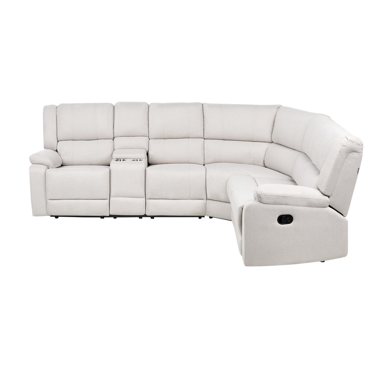 ECKSOFA manuell verstellbar Stoff Cremeweiß Hellbeige linksseitig Rokke - Creme, Textil (229/196cm) - Beliani
