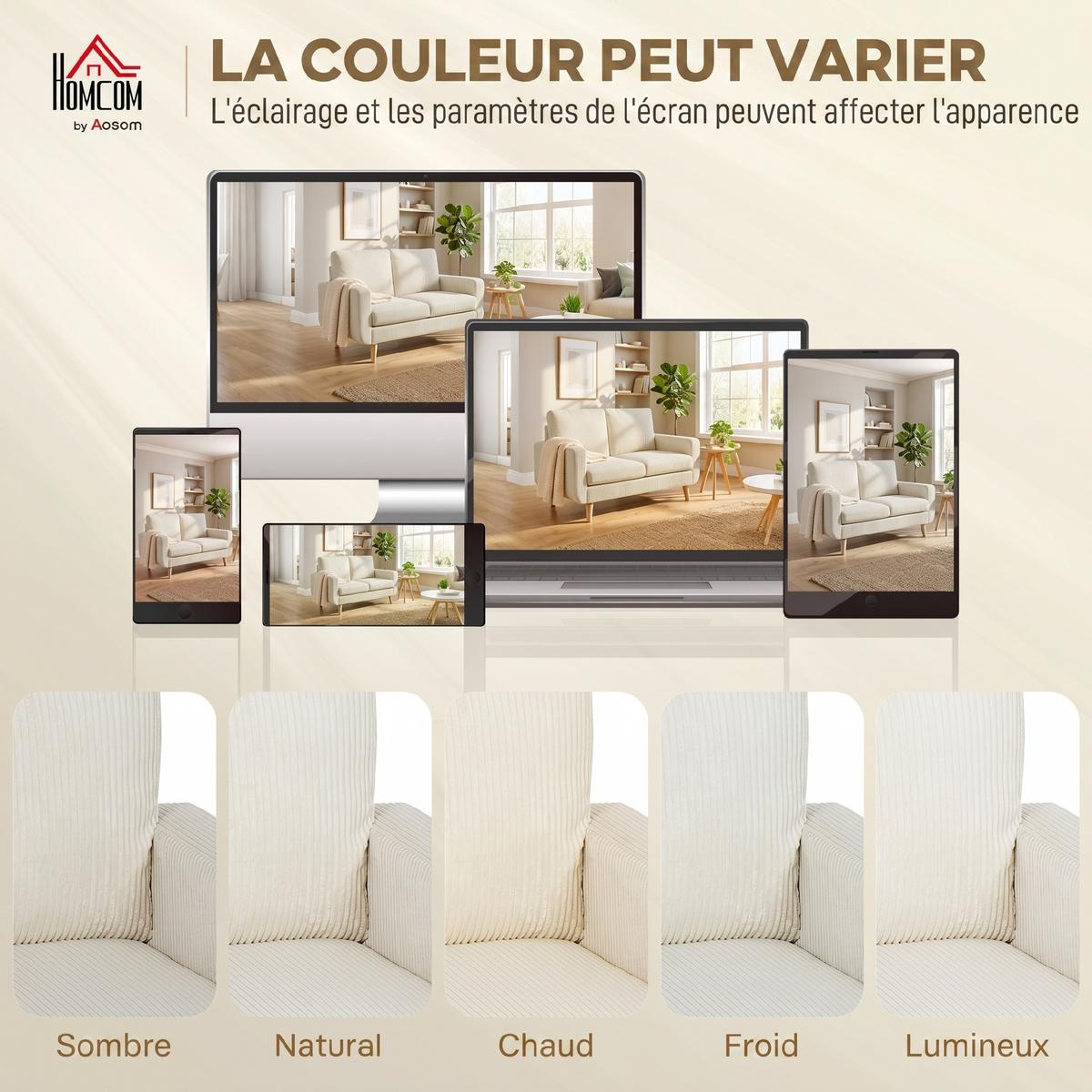 SOFA Nythiv 134/74/84cm - Creme, Textil (74/84/134cm) - ZMH