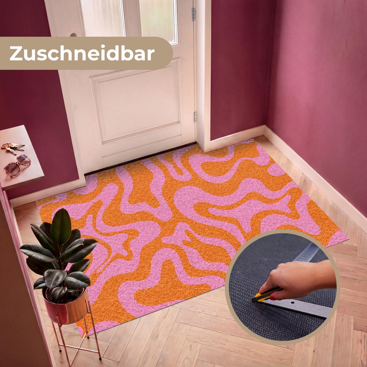 FUSSMATTE Muster - Rosa - Orange - Abstrakt - Modern Türmatte 180x120 cm - Pink, Kunststoff (180/0.4cm) - MuchoWow