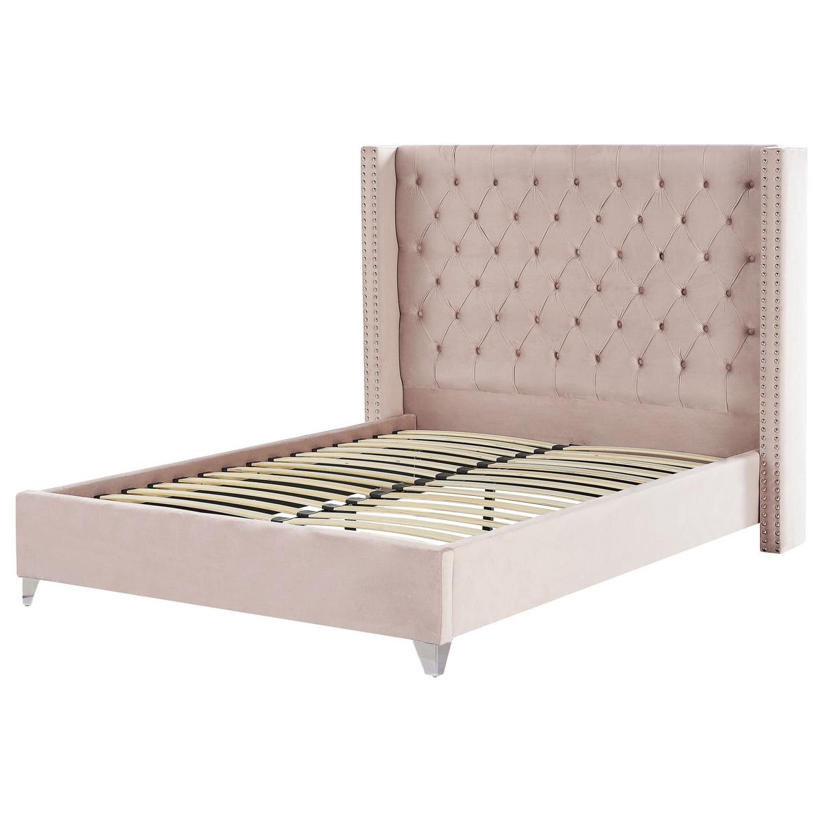 POLSTERBETT 160/200cm Pastellrosa Lubbon - Pink, Textil (160/200cm) - Beliani