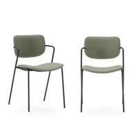 STÜHLEN (Set aus 2) mit schwarzen metallbeinen - maika 49/55/48 cm - Grün, Kunststoff (55/48/49cm) - Calicosy