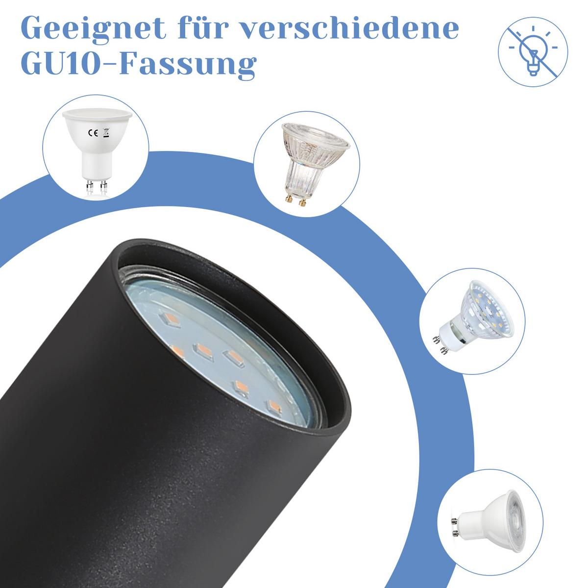 DECKENSTRAHLER Roger 6-flammig 77/3/14 cm - Schwarz, Metall (77/3/14cm) - Nettlife