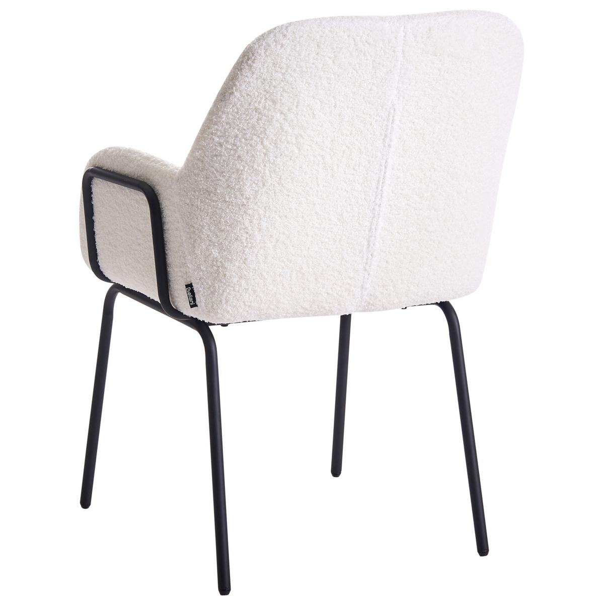 ESSZIMMERSTUHL Bouclé Cremeweiß Algona - Creme, Textil (50/84/67cm) - Beliani
