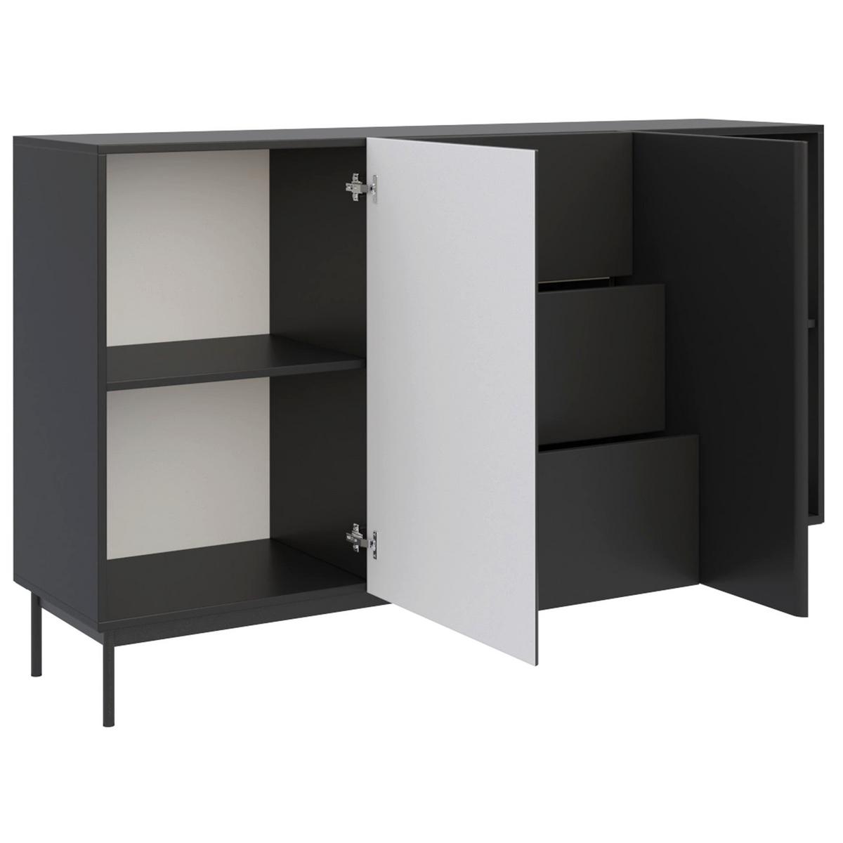 SIDEBOARD Olio SCHWARZ 160 CM - Schwarz, Holzwerkstoff/Metall (160/90/38.6cm) - Selsey