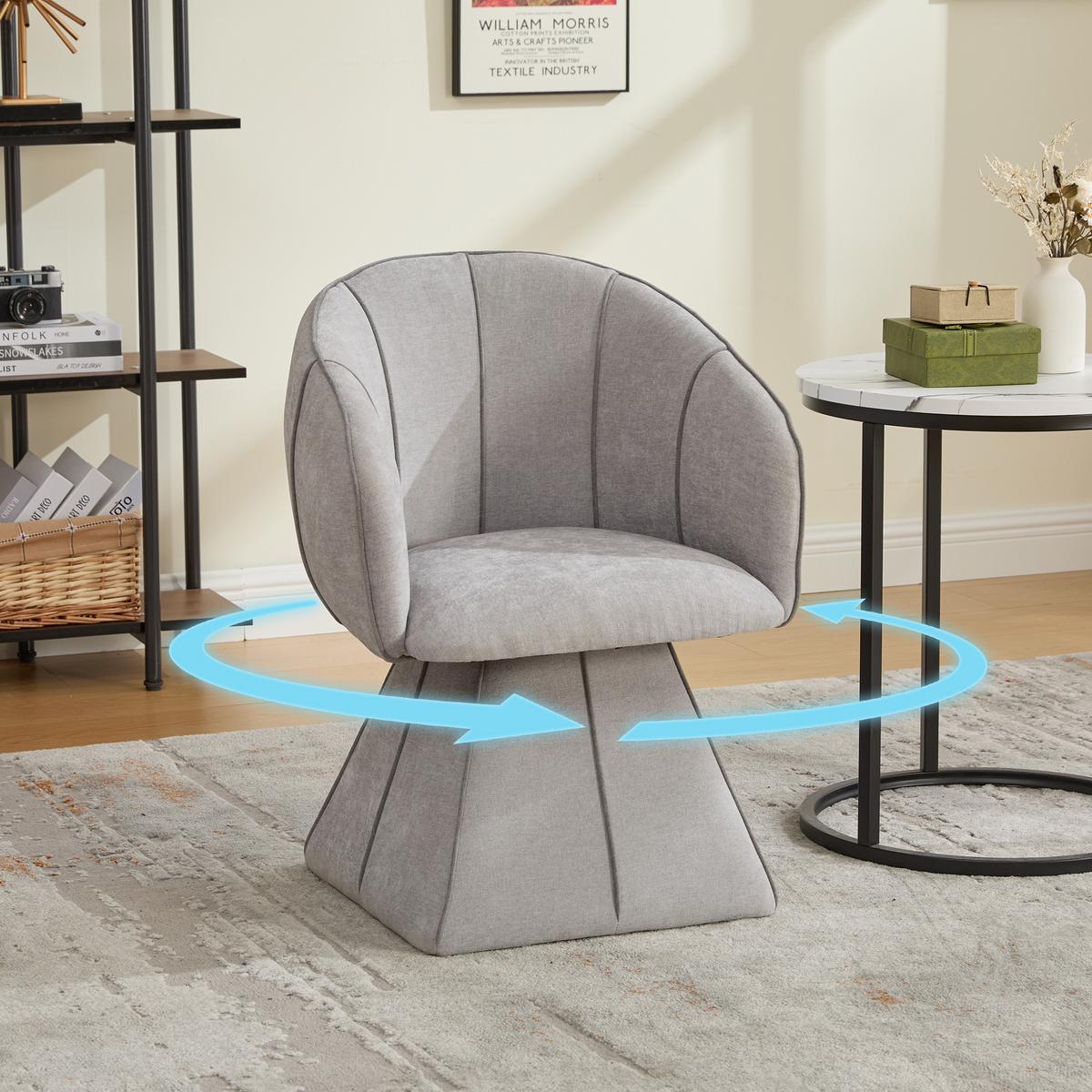 DREHSTUHL 360° Chenille Ergonomischer Sessel Wohnzimmer & Schlafzimmer - Grau, Textil (56/74.5/54cm) - Urban Meuble