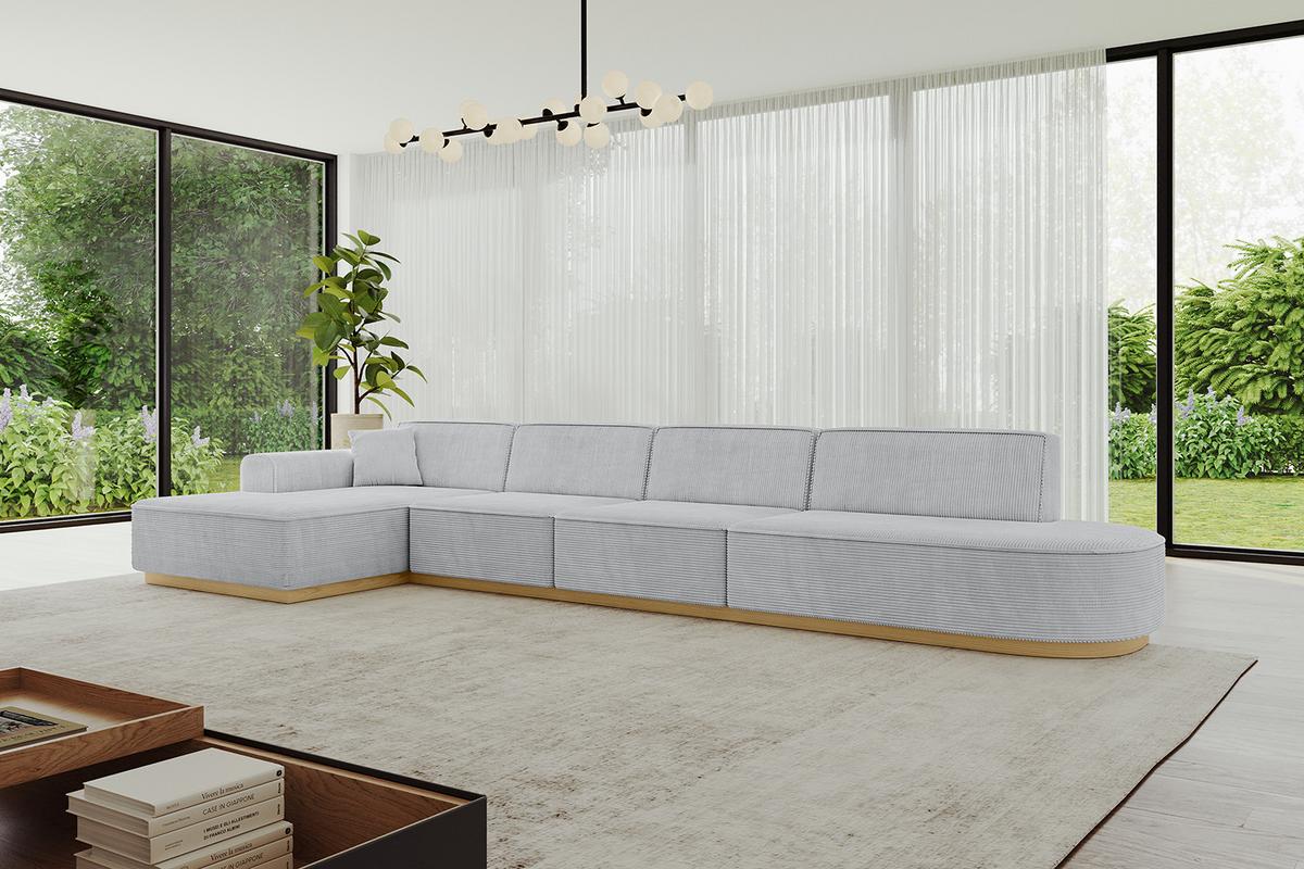 ECKSOFA Ottomane Links IREA-L3-v2 - 412x165x80 cm Grau - Grau, Holzwerkstoff/Textil (412/165cm) - ALTDECOR