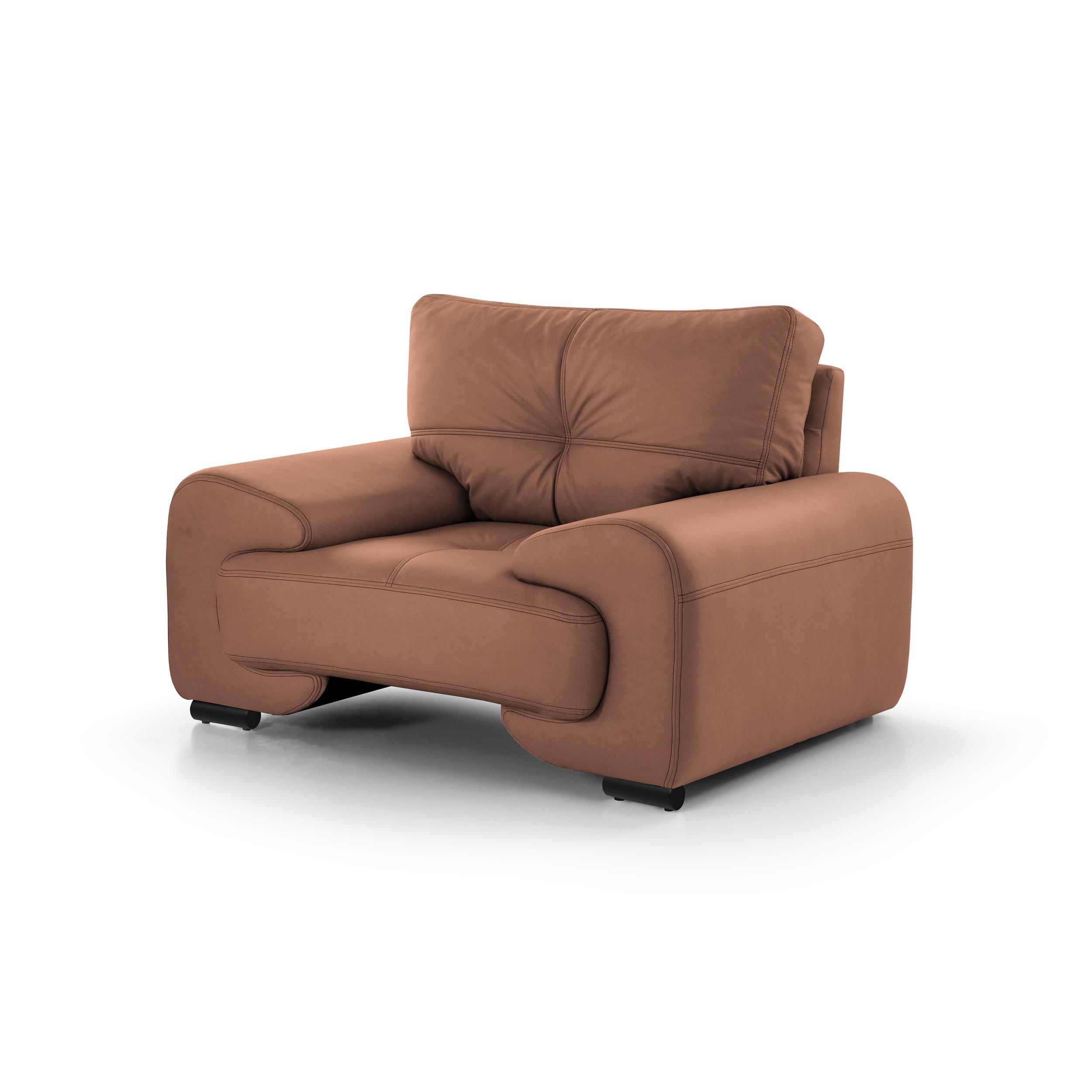 RELAXSESSEL Omega aus Kunstleder, Dunkelorange - Dunkelorange/Schwarz, Leder (128/88/98cm) - Beautysofa