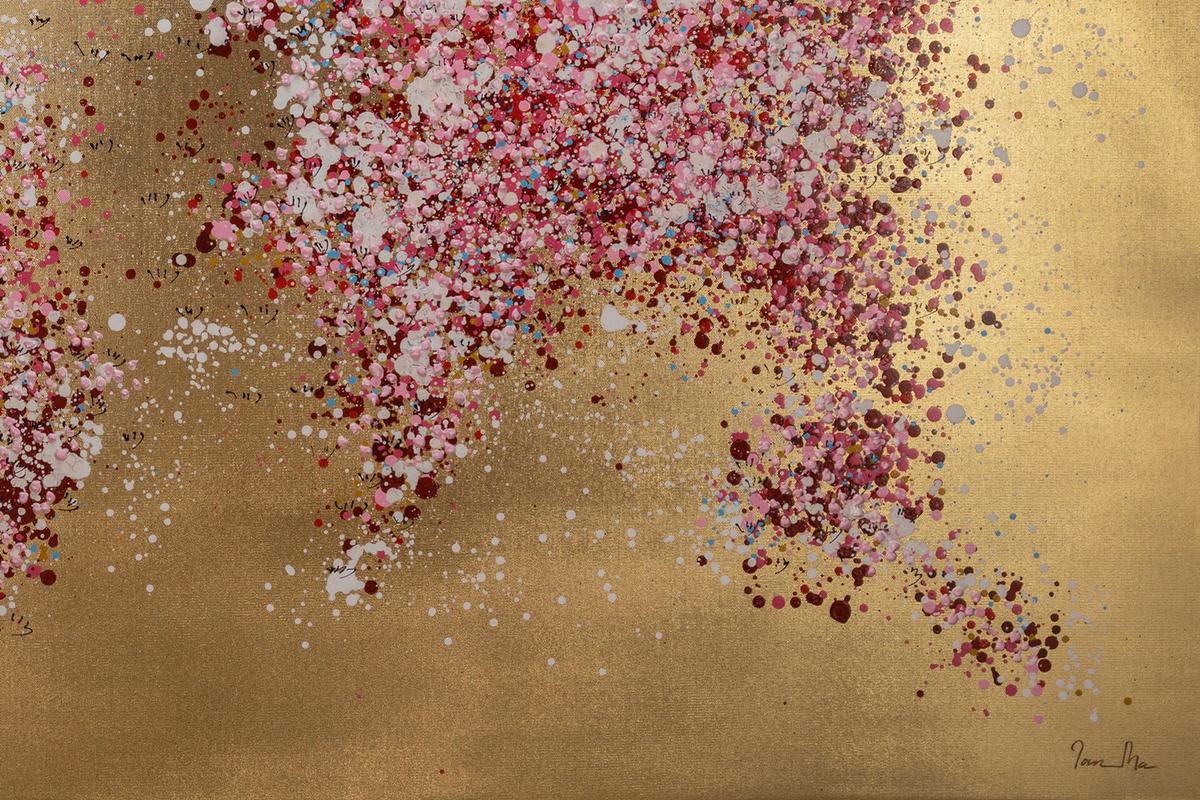 ÖLGEMÄLDE 120/80 cm - Pink/Goldfarben, Holz/Textil (120/80cm) - KUNSTLOFT