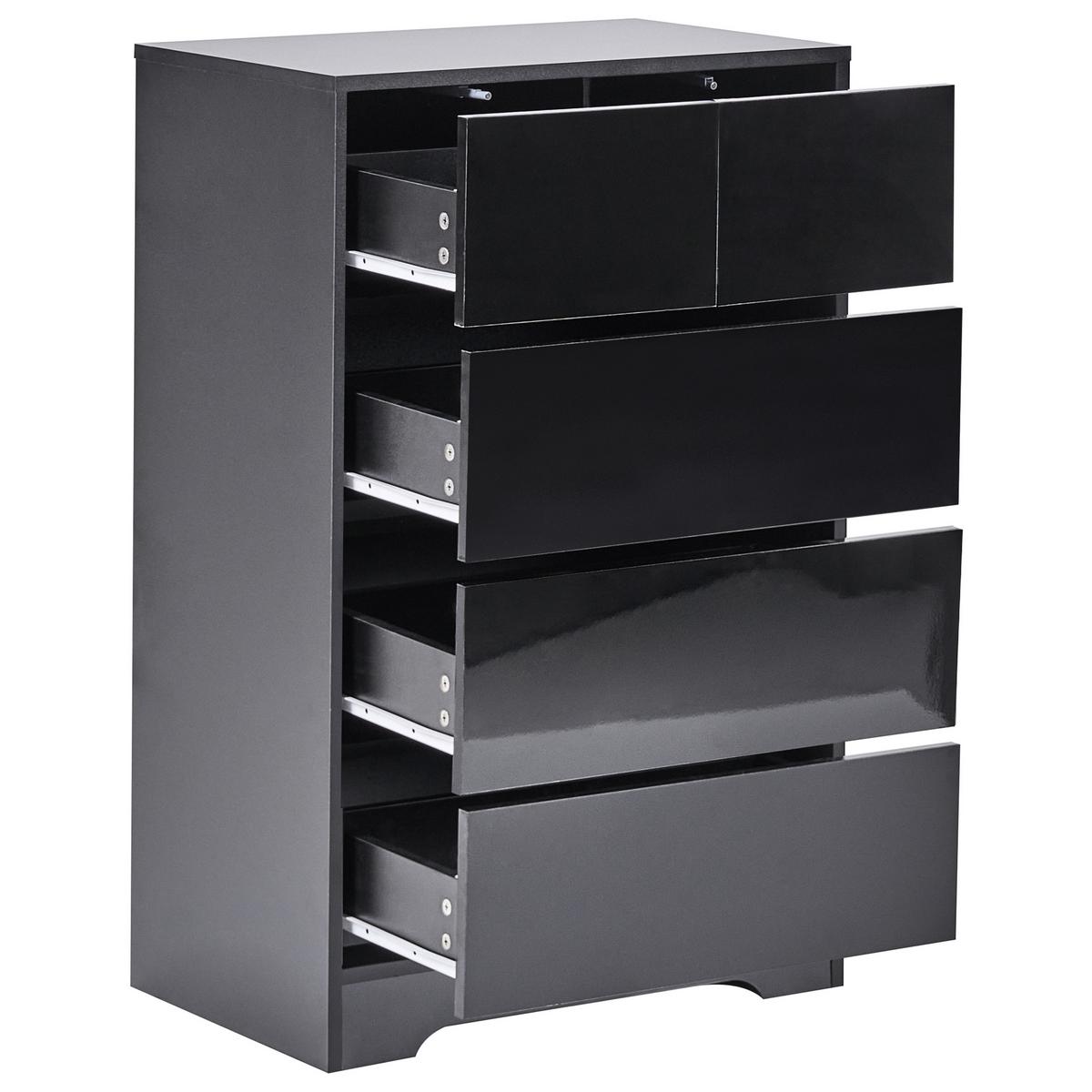 KOMMODE mit 5 Schubladen Schwarz Alberta - Schwarz, Holzwerkstoff (60/94/38cm) - Beliani