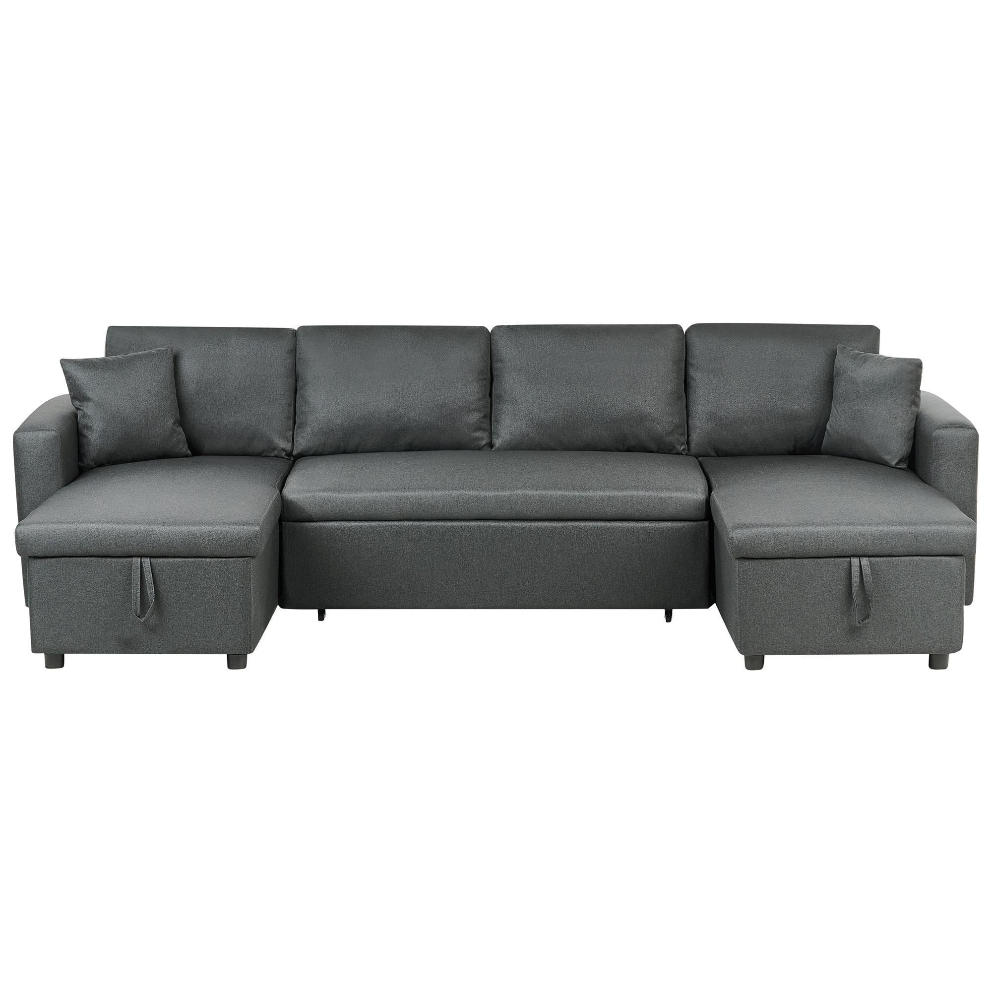 SCHLAFSOFA Polsterbezug Dunkelgrau Sommen - Dunkelgrau, Textil (287/86/147cm) - Beliani