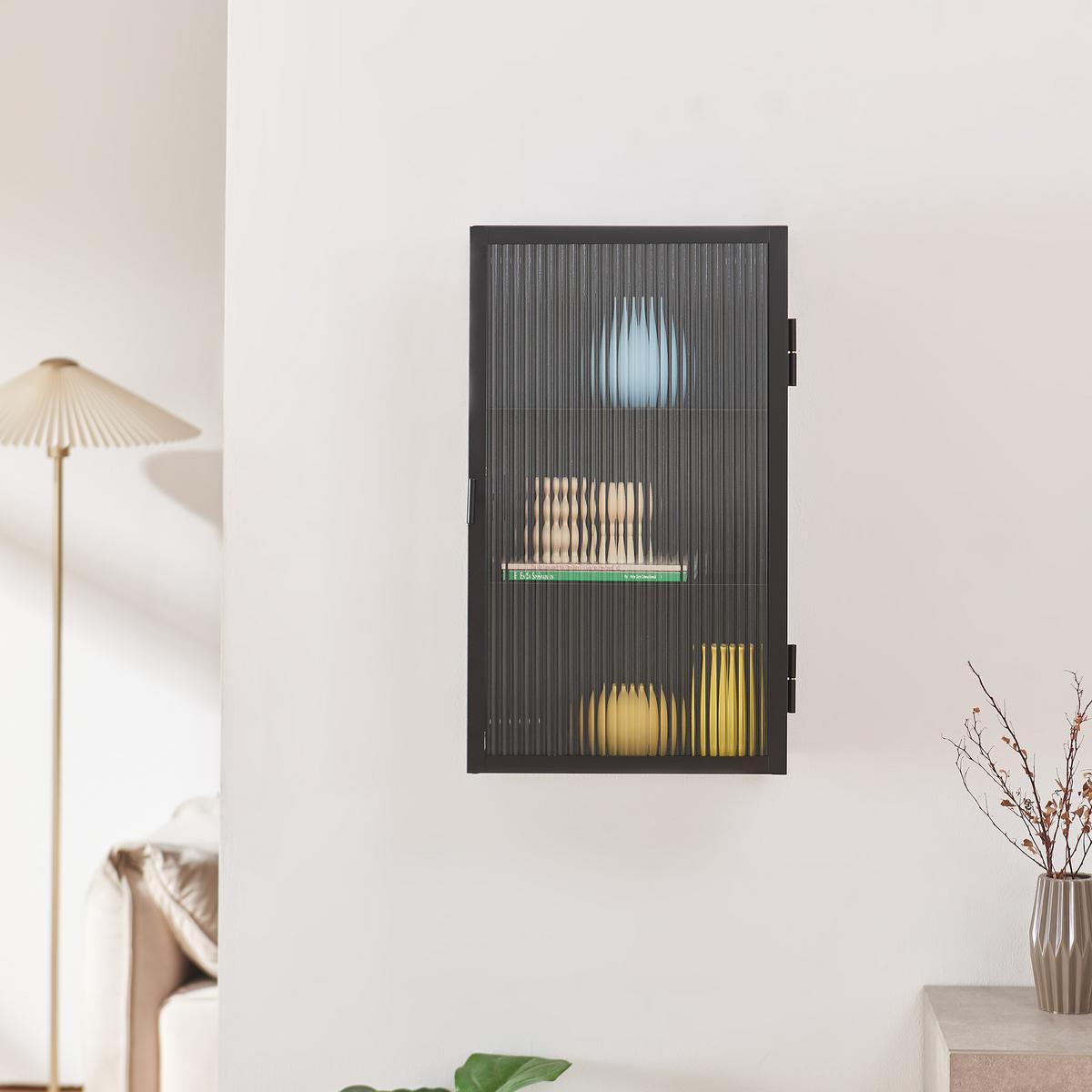 WANDSCHRANK Zundert - Schwarz, Glas/Metall (35/60/15cm) - [en.casa]