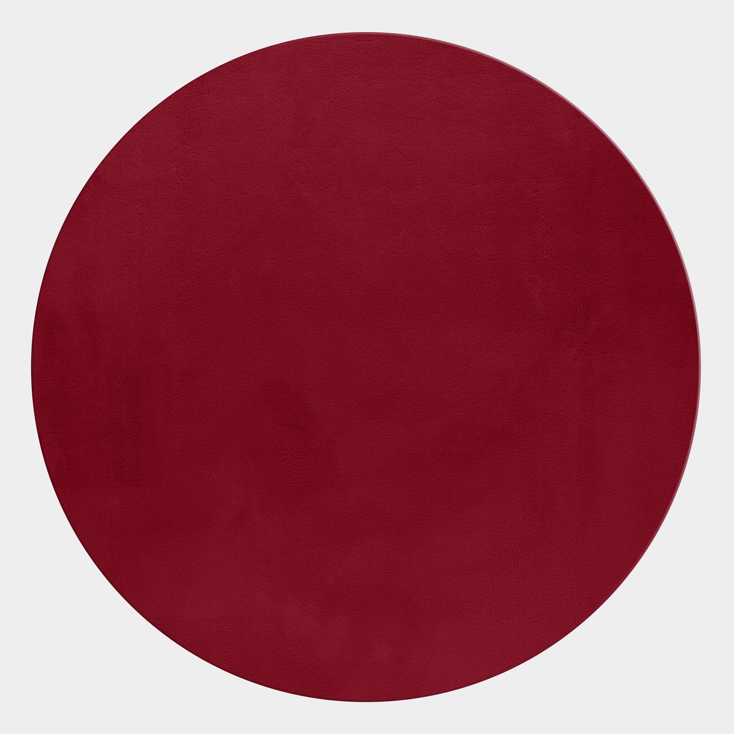 TEPPICH Kurzflor Waschbar NECKAR in Rot, einfarbig, Ø 120 cm - Rot, Textil (120/120cm) - KADIMA DESIGN